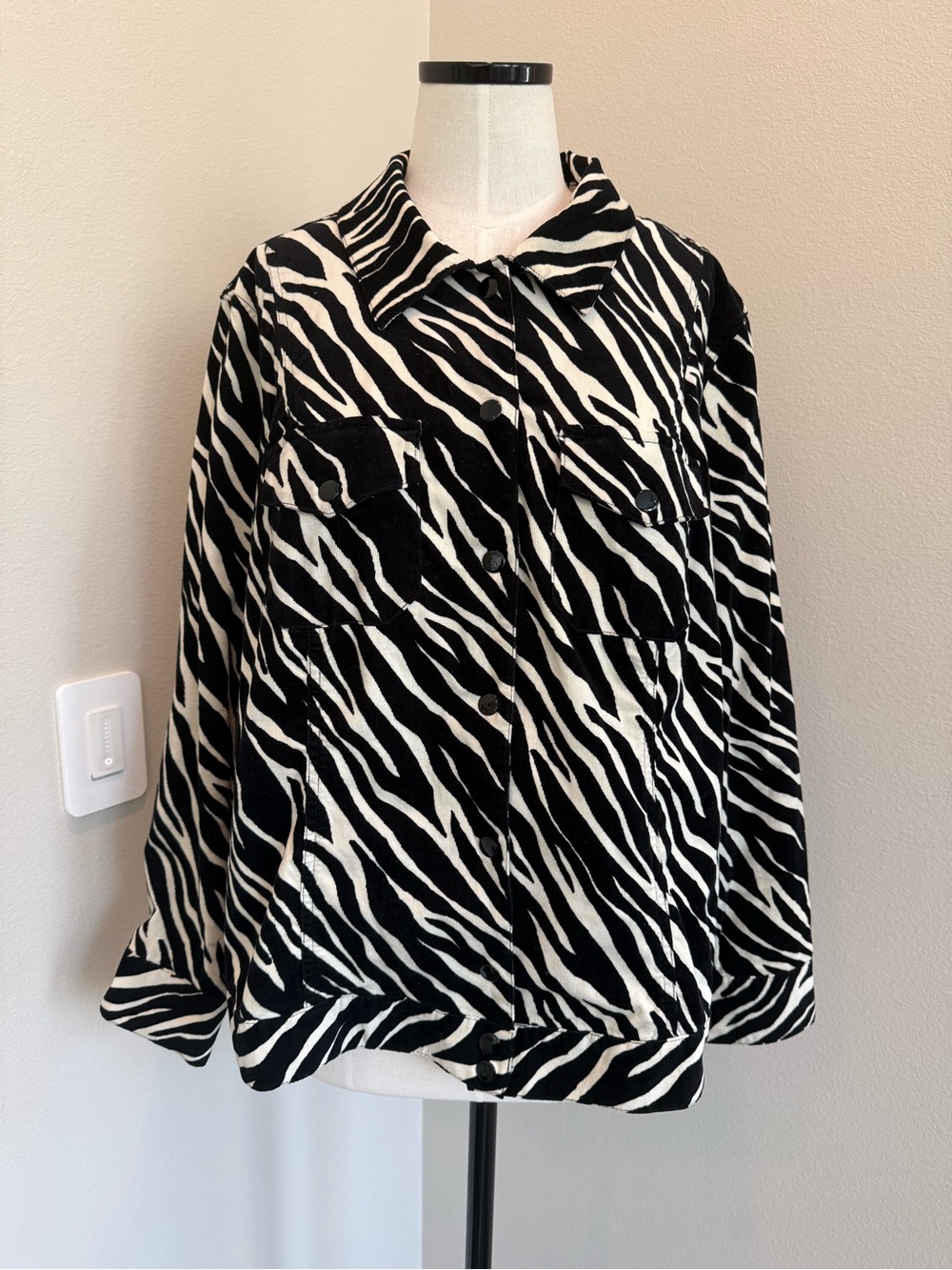 Zebra Print Button-Front Shirt Jacket - Charter Club